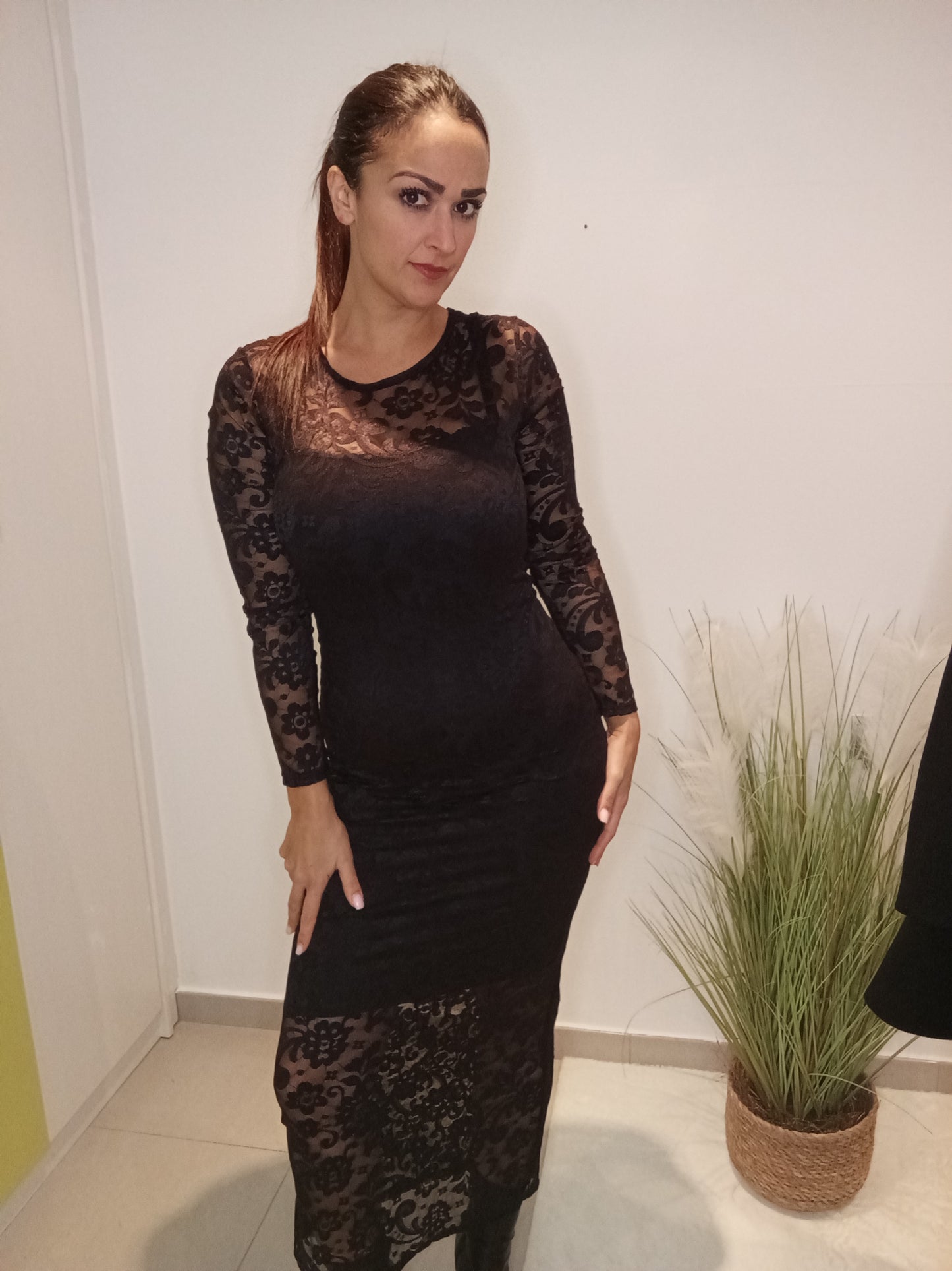 Vestido encaje transparente